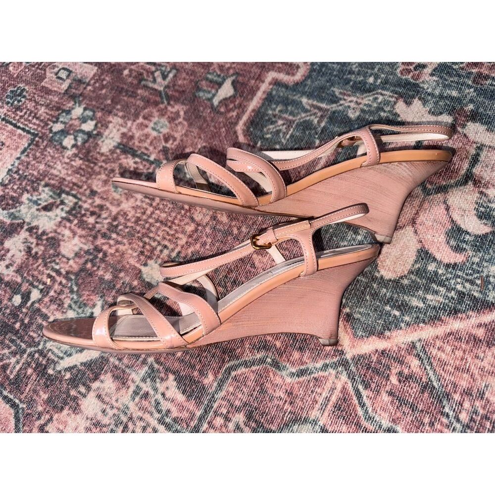 Prada Pink Strappy Wedge Sandals - Picture 6 of 11